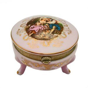Norleans Courting Couple Footed Trinket Box VTG